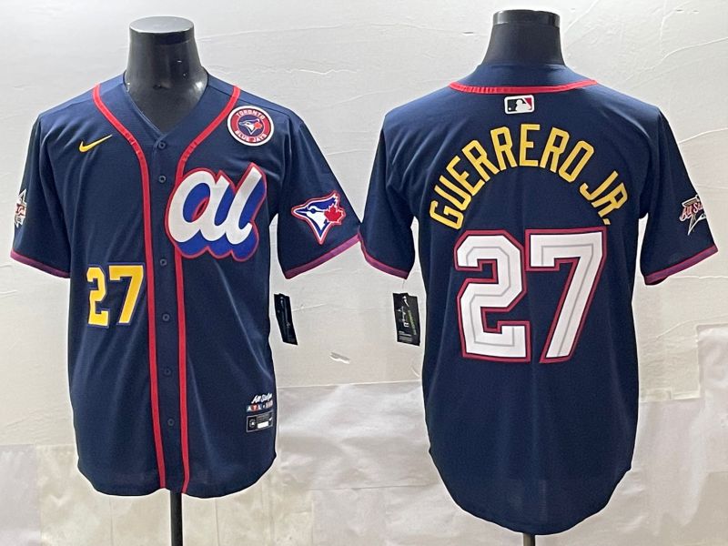 Men 2025 Toronto Blue Jays #27 Guerrero jr Blue All star Blank Blue Nike MLB Jersey style 6